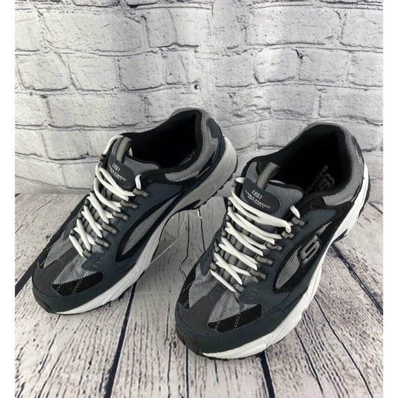 Skechers Sport 50988 Navy/Grey Leather Mesh Athletic Running Shoes Mens Size 10 - Picture 3 of 7